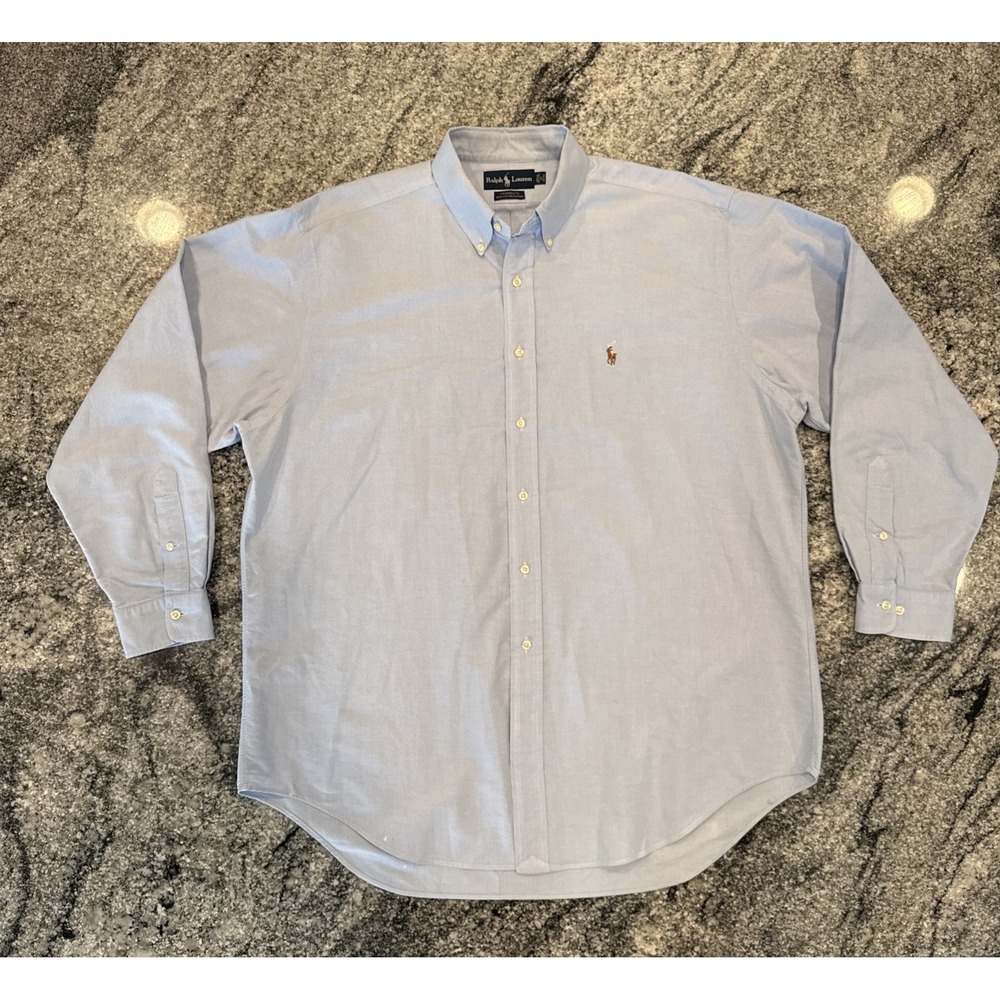 Polo Ralph Lauren Oxford Shirts Mens 17 34/35 LIght Blue‎ Yarmouth Flesh Pony